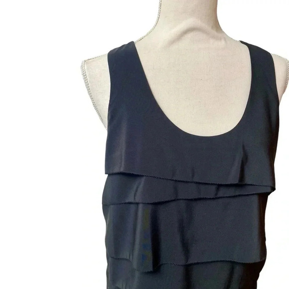 AQUA Black Tiered Racerback Sleeveless Blouse Large - Picture 3 of 10